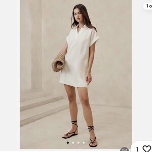Banana Republic Cream V‑Neck Mini Dress